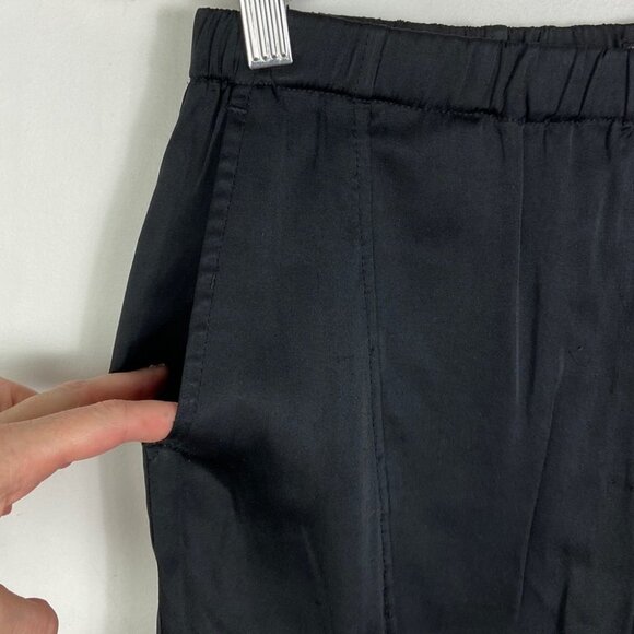 BCBGMaxAzria Satin Joggers Cargo Pants Crop Ankle Zipper Size Small Black Boho S - Picture 6 of 13